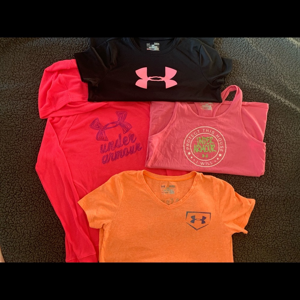 ❤️❤️ Girl’s Lot of 4 Under Armour Tops Size Large